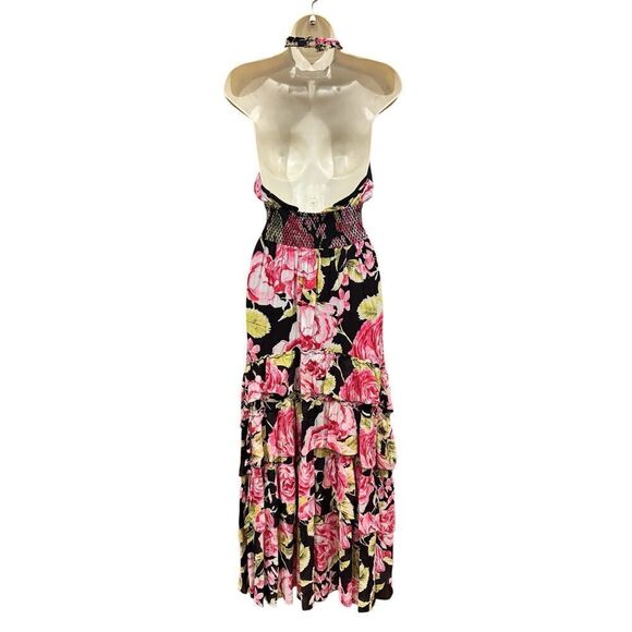 Free People Black in Full Bloom halter maxi dress NWOT Size Small - Picture 6 of 9